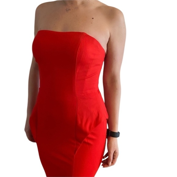 Jovani Strapless Gown Red - Picture 2 of 6